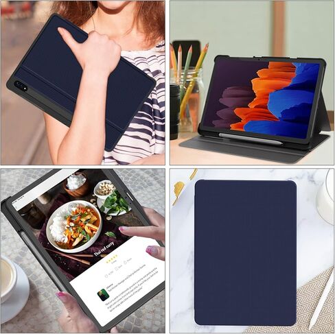 حافظة Soke Galaxy Tab S8+/S7 FE/S7 Plus مع حامل قلم S [SM-X800/X806/T730/T736B/T970/T975] - حافظة فوليو مقاومة للصدمات لهاتف Samsung Tab S8+ 2022/S7 FE 2021/S7 Plus 2020 12.4 بوصة تابلت، أسود in Kuwait