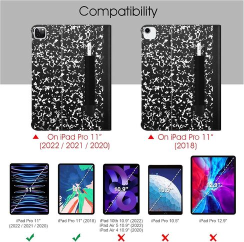 حافظة Fintie لجهاز iPad Pro 11 بوصة (الجيل الرابع / الثالث) 2022/2021 - غطاء حامل قابل للطي لعرض زوايا متعددة مع حامل قلم رصاص وجيب، يناسب أيضًا iPad Pro 11 بوصة الجيل الثاني/الأول، وردي in Saudi Arabia