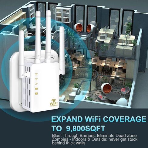 WiFi Extender, 2023 WiFi Extender Signal Booster for Home, WiFi Booster 5GHz Covers Up to 8470 Sq.ft and 35 Devices,Mini Compact Internet Booter with Ethernet Port, WPS Easy Setup, 802.11 AC/B/G/N in Kuwait