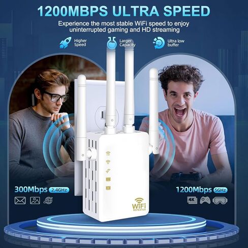 WiFi Extender, 2023 WiFi Extender Signal Booster for Home, WiFi Booster 5GHz Covers Up to 8470 Sq.ft and 35 Devices,Mini Compact Internet Booter with Ethernet Port, WPS Easy Setup, 802.11 AC/B/G/N in Kuwait