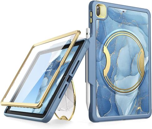 حافظة Clayco Nebula لجهاز iPad 10.2 (2021/2020/2019) - حافظة iPad 9th/8th/7th مع واقي شاشة مدمج، حافظة حماية متينة لكامل الجسم مع مسند (رخام) in Saudi Arabia