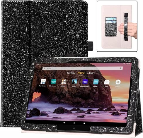 حافظة DMLuna لجهاز Amazon Fire HD 10 & 10 Plus الجديد تمامًا (الجيل الثالث عشر / الحادي عشر، إصدار 2023 / 2021) مقاس 11 بوصة، غطاء نحيف مع حامل قابل للطي، تنبيه/غفو تلقائي، حزام يد، فتحة للبطاقات - وردي لامع in Kuwait