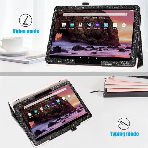 حافظة DMLuna لجهاز Amazon Fire HD 10 & 10 Plus الجديد تمامًا (الجيل الثالث عشر / الحادي عشر، إصدار 2023 / 2021) مقاس 11 بوصة، غطاء نحيف مع حامل قابل للطي، تنبيه/غفو تلقائي، حزام يد، فتحة للبطاقات - وردي لامع in Kuwait