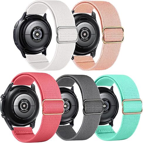 XRHWW 5 Pack 20mm Stretchy Nylon Loop Watch Bands Compatible With Samsung Galaxy Watch Active 2 44mm 40mm/Active 40mm/Galaxy Watch 3 41mm/Galaxy Watch 42mm in Saudi Arabia