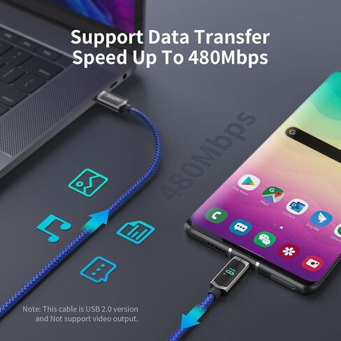 SOOPII 100W USB C to USB C Cable, 4FT Nylon Braided Type-C Cable, PD Fast Charging Cable with LED Display for lPhone 15/15 Pro/15 Plus/15 Pro Max, MacBook Pro, Samsung Galaxy S22/S10, Pixel, LG in Saudi Arabia