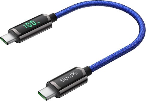 SOOPII 100W USB C to USB C Cable, 4FT Nylon Braided Type-C Cable, PD Fast Charging Cable with LED Display for lPhone 15/15 Pro/15 Plus/15 Pro Max, MacBook Pro, Samsung Galaxy S22/S10, Pixel, LG in Saudi Arabia