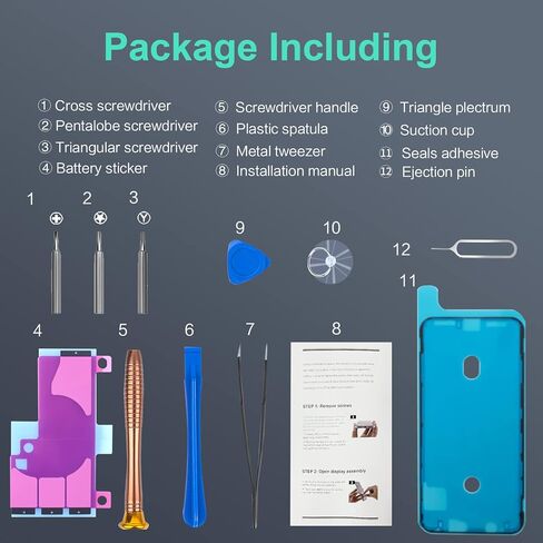 بطارية JUBOTY لهاتف iPhone Xs Max 5000 مللي أمبير في الساعة، بطارية ليثيوم أيون داخلية جديدة مطورة 0 دورة عالية السعة بديلة لهاتف iPhone Xs Max موديل A1921 A2101 A2102 A2104 مع مجموعة أدوات إصلاح احترافية in Kuwait