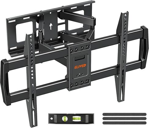 حامل جدار تلفزيون ELIVED لمعظم أجهزة التلفاز المنحنية المسطحة مقاس 42-82 بوصة، حامل تلفزيون كامل الحركة على الحائط دوار وحامل تلفزيون مائل بأذرع مفصلية، يناسب مسامير خشبية مقاس 16 بوصة، بحد أقصى 600 × 400 مم، 100 رطل. in Kuwait