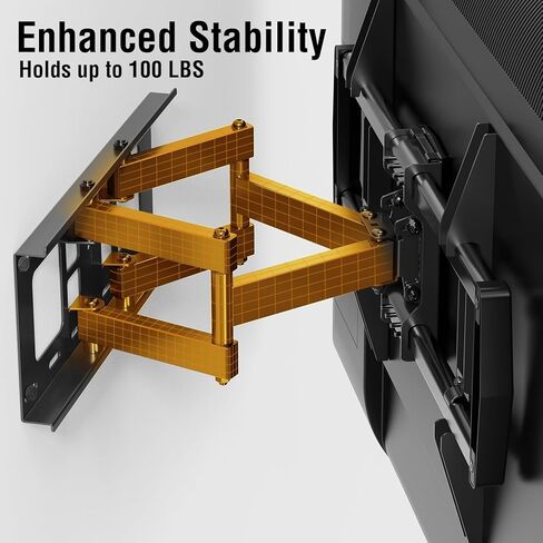 حامل جدار تلفزيون ELIVED لمعظم أجهزة التلفاز المنحنية المسطحة مقاس 42-82 بوصة، حامل تلفزيون كامل الحركة على الحائط دوار وحامل تلفزيون مائل بأذرع مفصلية، يناسب مسامير خشبية مقاس 16 بوصة، بحد أقصى 600 × 400 مم، 100 رطل. in Kuwait