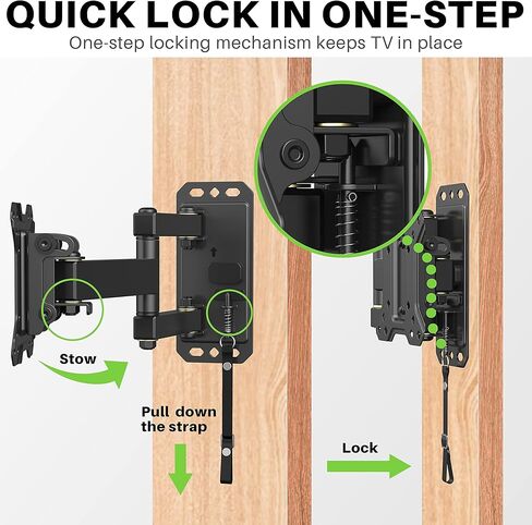 USX MOUNT Lockable RV TV Mount for Most 10-26 Inch Flat Screens TV&Monitor for Camper Travel Trailer Boat Motorhomes Full Motion Bracket up to33 Lbs Vesa100x100mm Wall Mount Quick Release Easy Locking in Kuwait