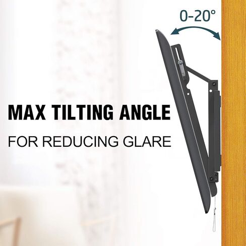 ماونتج دريم حامل تلفزيون قابل للامالة على الحائط للتلفزيونات مقاس 42-70 بوصة، حامل تلفزيون منخفض قابل للامالة مع اقصى فيسا 600×400 ملم يتحمل حتى 132 باوند، حامل تلفزيون يثبت على الحائط بزاوية 20 درجة in Kuwait