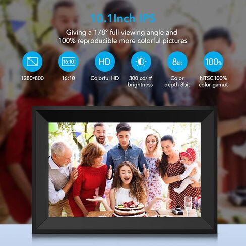 10.1' Digital Picture Frame WiFi Photo Frames FRAMEO IPS Touch Screen, 16GB Storage, Share Photos/Videos Instantly and Remotely via Free Frameo, Great Gifts for Parents in Kuwait