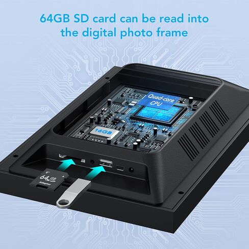 10.1' Digital Picture Frame WiFi Photo Frames FRAMEO IPS Touch Screen, 16GB Storage, Share Photos/Videos Instantly and Remotely via Free Frameo, Great Gifts for Parents in Kuwait