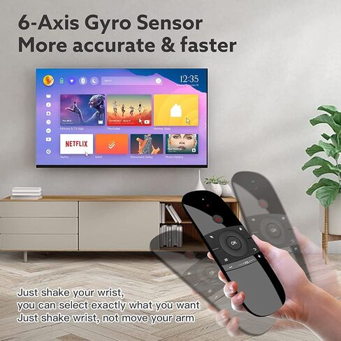 Meentek W1 Universal TV Remote Air Mouse، لوحة مفاتيح لاسلكية Fly Mouse 2.4 جيجا هرتز اتصال Air Remote Keyboard Mouse لـ Nvidia Shield/Android TV Box/PC/Smart TV/Projector/HTPC/All-in-one PC/TV.. in Kuwait