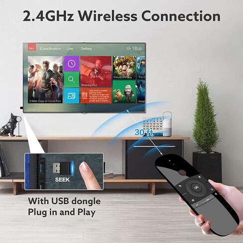 Meentek W1 Universal TV Remote Air Mouse، لوحة مفاتيح لاسلكية Fly Mouse 2.4 جيجا هرتز اتصال Air Remote Keyboard Mouse لـ Nvidia Shield/Android TV Box/PC/Smart TV/Projector/HTPC/All-in-one PC/TV.. in Kuwait