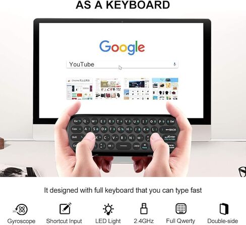 Meentek W1 Universal TV Remote Air Mouse، لوحة مفاتيح لاسلكية Fly Mouse 2.4 جيجا هرتز اتصال Air Remote Keyboard Mouse لـ Nvidia Shield/Android TV Box/PC/Smart TV/Projector/HTPC/All-in-one PC/TV.. in Kuwait
