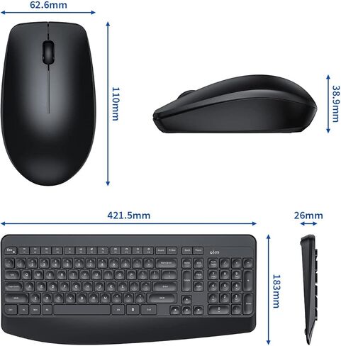 مجموعة كيبورد وماوس لاسلكية، كيبورد وماوس مريح مع مسند راحة اليد، 2.4 جيجا هرتز بالحجم الكامل وماوس لاسلكي للكمبيوتر/الكمبيوتر المكتبي/اللابتوب/ويندوز من فيفوكس in Kuwait