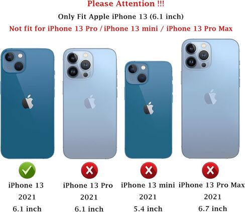 حافظة لهاتف iPhone 13 مع غطاء عدسة الكاميرا وواقي شاشة HD، طبقة مزدوجة [حماية من السقوط من الدرجة العسكرية بطول 15 قدمًا] حافظة هاتف واقية بمسند وحامل حلقي مغناطيسي لهاتف iPhone 13 6.1 بوصة (أزرق داكن) in Kuwait