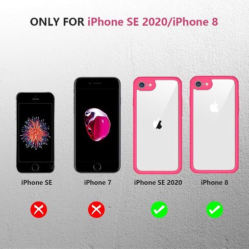 Miracase iPhone SE Case 2020 2022/ iPhone 8 Case, Full-Body Glass Back with Built-in Glass Screen Protector, Rugged iPhone SE Phone Case 3rd Generation/ 2nd Gen, Clear Hard Cover Bumper for SE, Red in Saudi Arabia