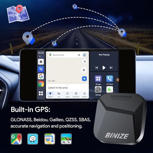 BINIZE CarPlay AI Box Android 13، 8GB+128GB، 8 النواة، متوافق مع CarPlay اللاسلكي وAndroid Auto اللاسلكي، صندوق البث السحري للسيارات مع OEM Wired CarPlay، Netflix، YouTube Hulu، Disney+ in Kuwait