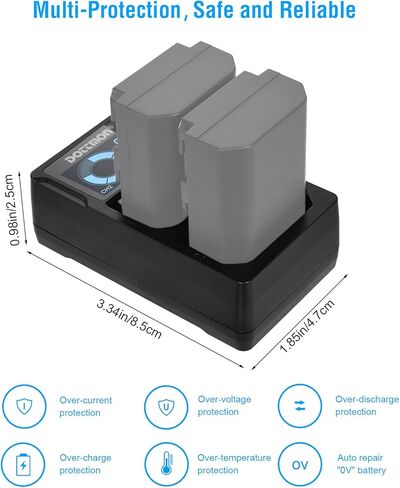 شاحن USB مزدوج DOTTMON لبطارية Sony NP-FZ100، متوافق مع كاميرا Sony Alpha A7III، A7RIII، A9، A7R3، A6600، A7RIV، A7C، A9II، A1، ILME-FX3 مع شاشة LCD in Kuwait