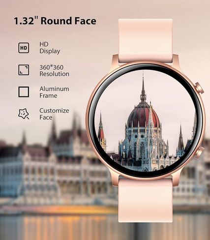 ساعات ذكية EGQINR للنساء للإجابة/إجراء المكالمات، شاشة لمس كاملة 1.32 بوصة عالية الدقة لتتبع اللياقة البدنية مع مراقب معدل ضربات القلب وضغط الدم والنوم، ساعة ذكية مقاومة للماء IP67 لنظام Android iOS in Kuwait