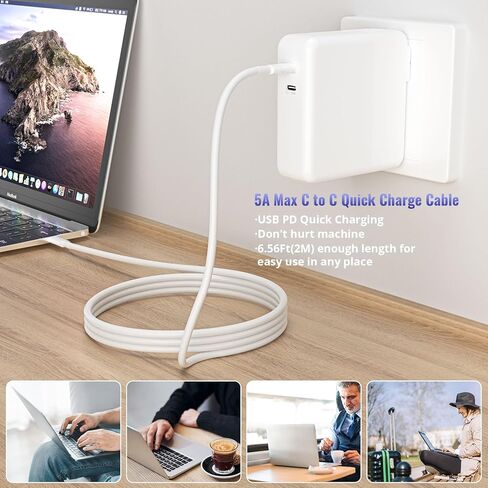96W Fast Charger for MacBook Pro 13 14 15 inch and MacBook Air 13-inch M1 M2 Charger 2016 to 2023 96W 87W 70W 61W 30W, 20W for iPhone, iPad, etc - Dual USB C Charger for 15W to 96W USB-C PD Devices in Kuwait