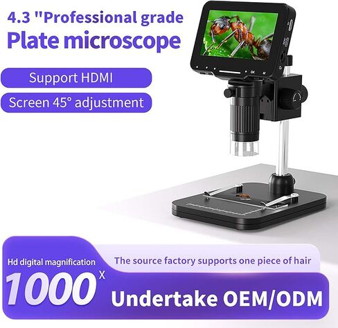 مجهر رقمي 043H بشاشة LCD 4.3 انش 1000x من ييكوبون، مجهر للعملات المعدنية مع 8 مصابيح LED قابلة للتعديل، عرض للكمبيوتر، متوافق مع ويندوز in Kuwait