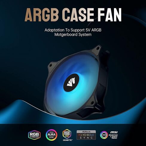 ASIAHORSE WD-001 Series 120mm Case Fan with Controller, White 5V ARGB Motherboard Computer Case Fans Quiet High Airflow Adjustable Light Effect Computer Cooling Fan, 5 Pack in Kuwait