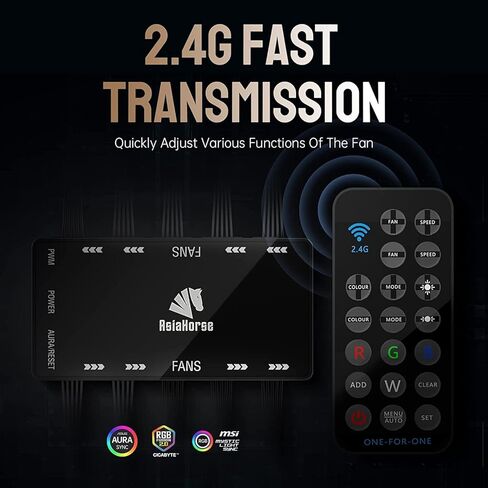 ASIAHORSE WD-001 Series 120mm Case Fan with Controller, White 5V ARGB Motherboard Computer Case Fans Quiet High Airflow Adjustable Light Effect Computer Cooling Fan, 5 Pack in Kuwait