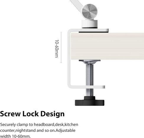 BEWISER Tablet Stand Holder Desk Mount,360°Rotating Flexibly, Angle Adjustable Long Arm, Folding Aluminium Alloy Compatible with4.7-13" Phone or Tablet in Kitchen/Office(White) in Kuwait