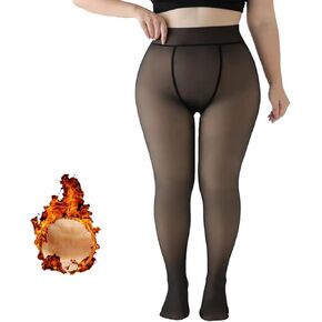 DOOVID جوارب طويلة مبطنة بالصوف للنساء جوارب طويلة شفافة وهمية عالية الخصر تمتد طماق دافئة in Kuwait