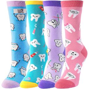 HAPPYPOP Funny Socks Nurse Doctor Teeth Dentist Socks, Novelty Gifts For Dental Assistant In 4 Pack in Kuwait