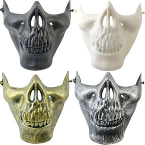 يوهوا قناع هيكل عظمي نصف وجه بتصميم جمجمة للهالوين ولعبة الصيد والحفلات التنكرية والحفلات التنكرية، متعدد الالوان، 4 قطع in Kuwait