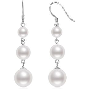 Pearl Drop Earrings for Women, 925 Sterling Silver Freshwater Pearl June Birthstone Long Pearl Dangle Earrings jewelry Gifts for Mom Wife Girlfriend