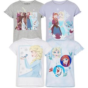 Disney Girls' Princess T-Shirts Ariel, Cinderella, Belle, Jasmin, Elsa, Anna, 4 Pack Short Sleeve Graphic Tee (Size: 3T-7) in Saudi Arabia