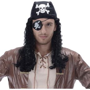 شعر مستعار تنكري طويل مجعد للرجال مع منديل لحفلات الهالوين in Kuwait