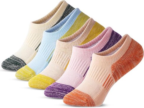 جوارب Kiriner النسائية للكاحل للجري والمشي لمسافات طويلة من القطن مع دعم قوس مبطن بقصة منخفضة 5 أزواج in Kuwait