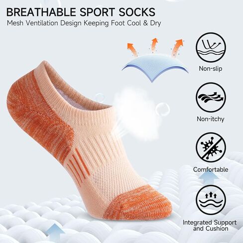 جوارب Kiriner النسائية للكاحل للجري والمشي لمسافات طويلة من القطن مع دعم قوس مبطن بقصة منخفضة 5 أزواج in Kuwait