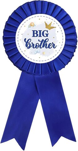 INNORU Satin Fabric Big Brother Tinplate Badge Pin, Boy Birthday Rosette Button Pins, Men Birthday Party Accessory Brooch Pin, Children Adults Party Decorations Navy Blue, Pack of 1 in Saudi Arabia