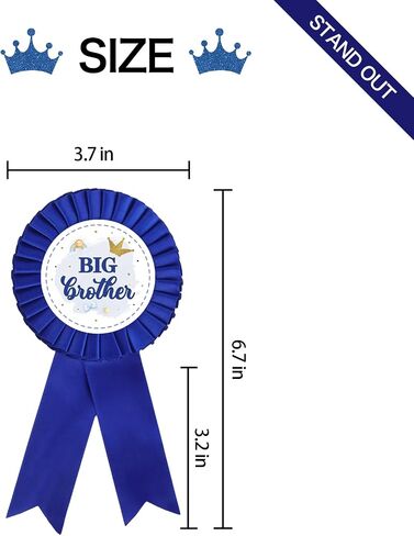 INNORU Satin Fabric Big Brother Tinplate Badge Pin, Boy Birthday Rosette Button Pins, Men Birthday Party Accessory Brooch Pin, Children Adults Party Decorations Navy Blue, Pack of 1 in Saudi Arabia