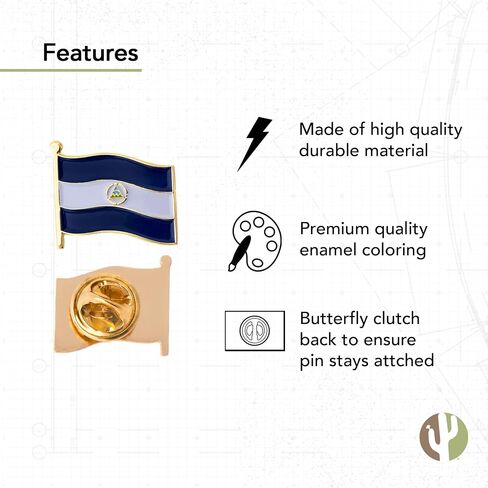 Nicaragua Lapel Pin Country Enamel Made of Metal Souvenir Hat Men Women Patriotic Nicaraguan (Waving Flag Lapel Pin) in Saudi Arabia
