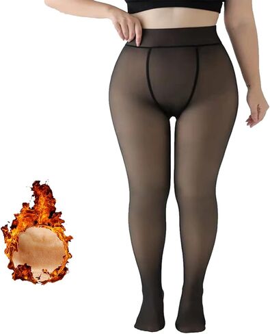 DOOVID جوارب طويلة مبطنة بالصوف للنساء جوارب طويلة شفافة وهمية عالية الخصر تمتد طماق دافئة in Kuwait