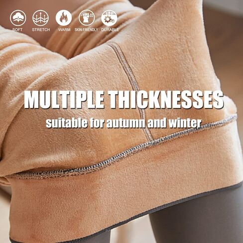 DOOVID جوارب طويلة مبطنة بالصوف للنساء جوارب طويلة شفافة وهمية عالية الخصر تمتد طماق دافئة in Kuwait