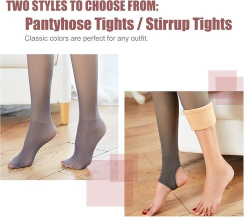 DOOVID جوارب طويلة مبطنة بالصوف للنساء جوارب طويلة شفافة وهمية عالية الخصر تمتد طماق دافئة in Kuwait