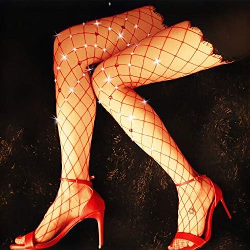 Shuaibaisha Crystal Fishnet Stockings，Sexy Heart Sparkle Rhinestone Pantyhose High Waist Tights for Women in Saudi Arabia