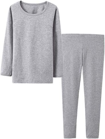 POBIDOBY Boys Girls Pajamas Set Cotton Little Kids Jammies Solid Long Sleeve T-Shirt and Pants in Saudi Arabia
