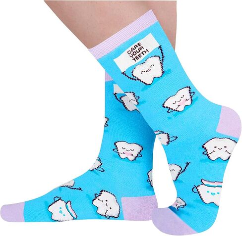 HAPPYPOP Funny Socks Nurse Doctor Teeth Dentist Socks, Novelty Gifts For Dental Assistant In 4 Pack in Kuwait