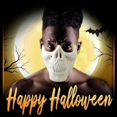 يوهوا قناع هيكل عظمي نصف وجه بتصميم جمجمة للهالوين ولعبة الصيد والحفلات التنكرية والحفلات التنكرية، متعدد الالوان، 4 قطع in Kuwait