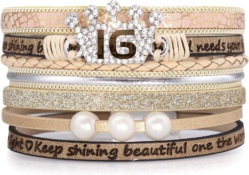 Suyi Birthday Gifts for Women Girls Leather Wrap Bracelet Multilayer Magnetic Buckle Bracelet Birthday Jewelry for 14th 15th 16th 17th 18th 19th 20th in Saudi Arabia